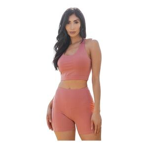 SPORTS BRA CROP TOP & BIKER SHORT SET